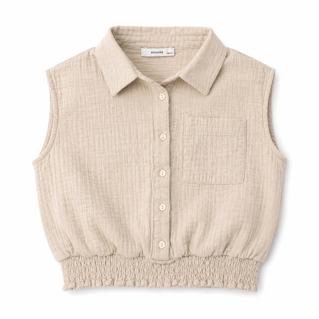 Reserved Girls Beige Cotton Gauze Sleeveless Crop Top Shirt 146cm Size 10 Boho